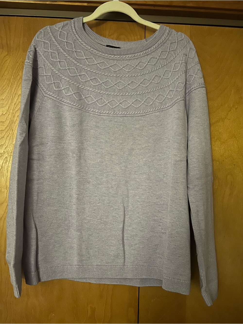 Light Gray Cable-Yoke Women's Sweater